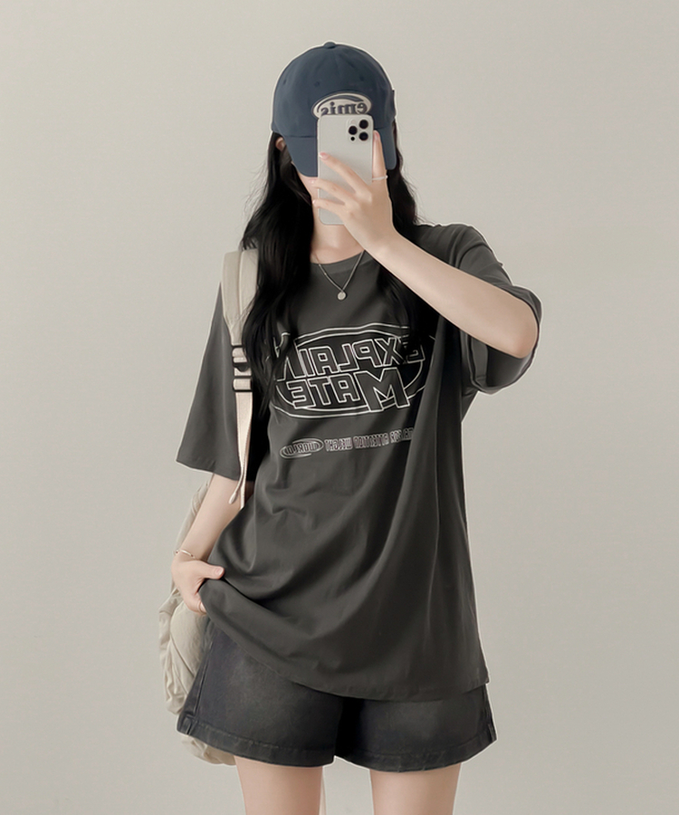 ピグメントオーバー半袖Tシャツ CHARCOAL