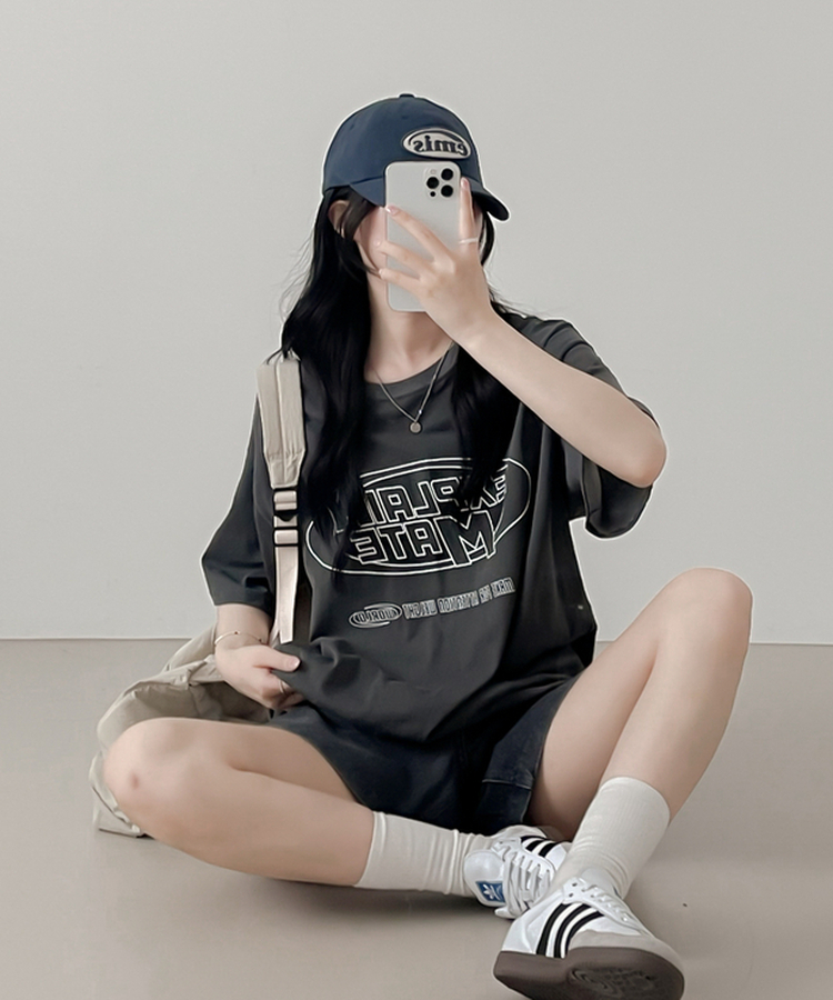 ピグメントオーバー半袖Tシャツ CHARCOAL