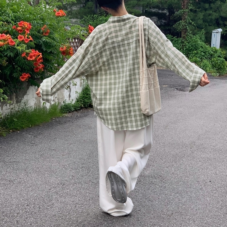 루즈핏 체크 셔츠남방 3color 민트