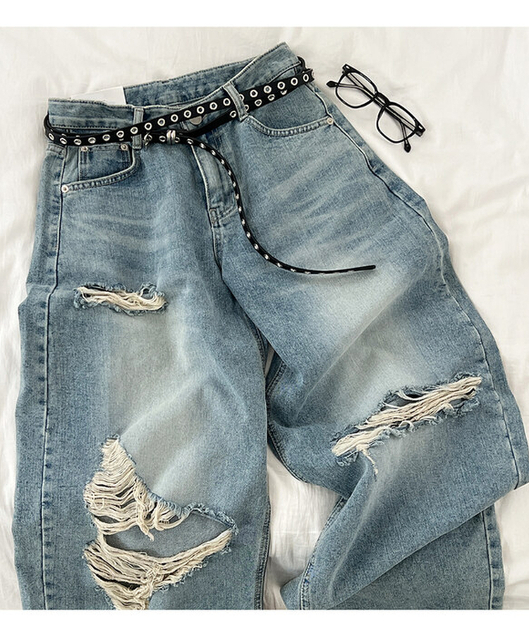 ダメージバルーンワイドデニムパンツ