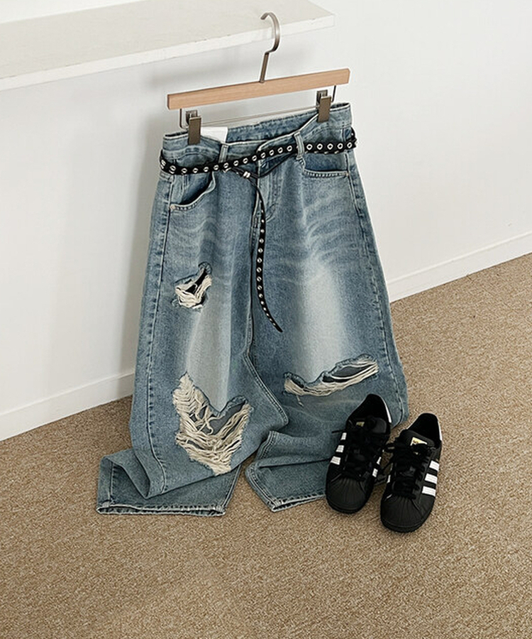 ダメージバルーンワイドデニムパンツ