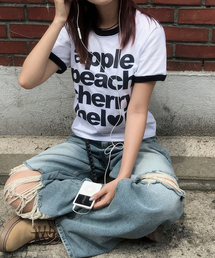 ダメージバルーンワイドデニムパンツ MIDDLE BLUE