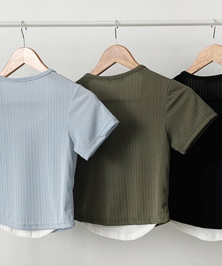 半袖Tシャツ レイヤードカーディガン半袖Tシャツ