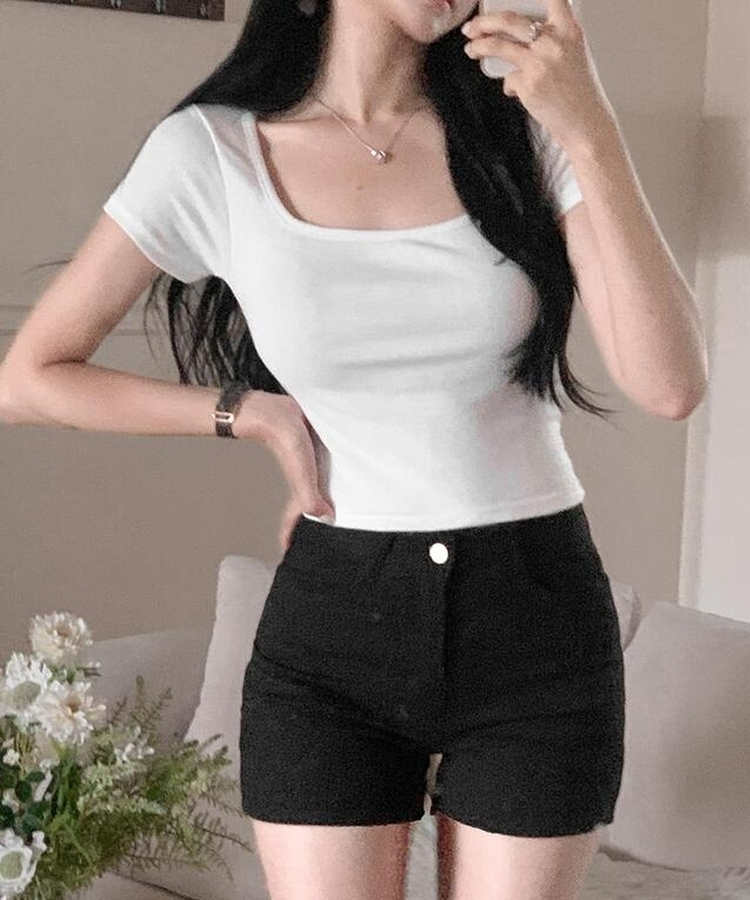半袖Tシャツ スクエアクロップ半袖Tシャツ IVORY