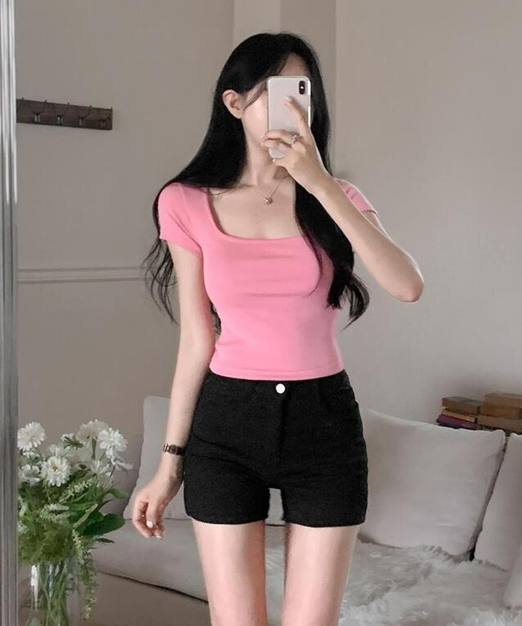 半袖Tシャツ スクエアクロップ半袖Tシャツ PINK
