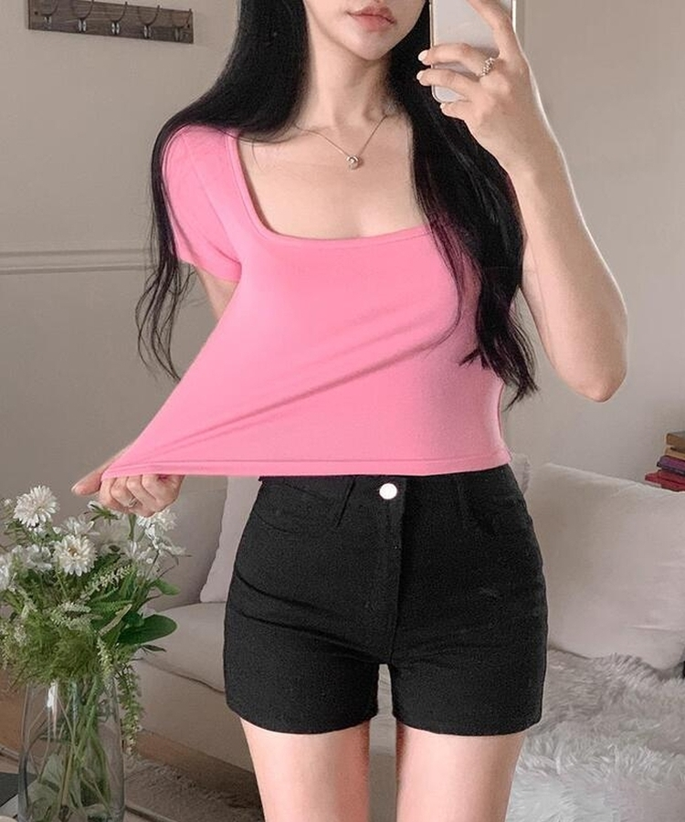 半袖Tシャツ スクエアクロップ半袖Tシャツ PINK