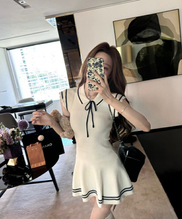 ミニワンピース リボンプリーツミニワンピース IVORY