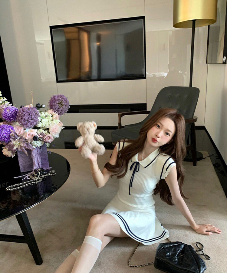 ミニワンピース リボンプリーツミニワンピース IVORY