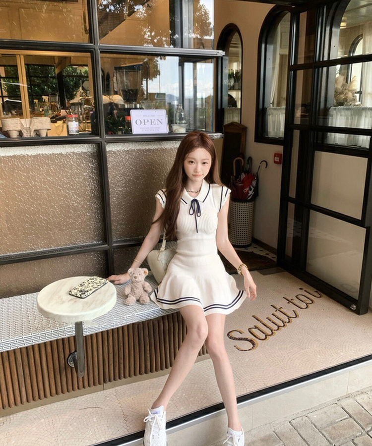 ミニワンピース リボンプリーツミニワンピース IVORY