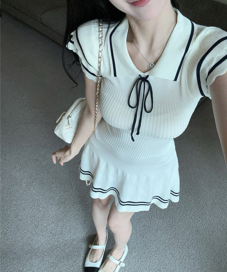 ミニワンピース リボンプリーツミニワンピース IVORY