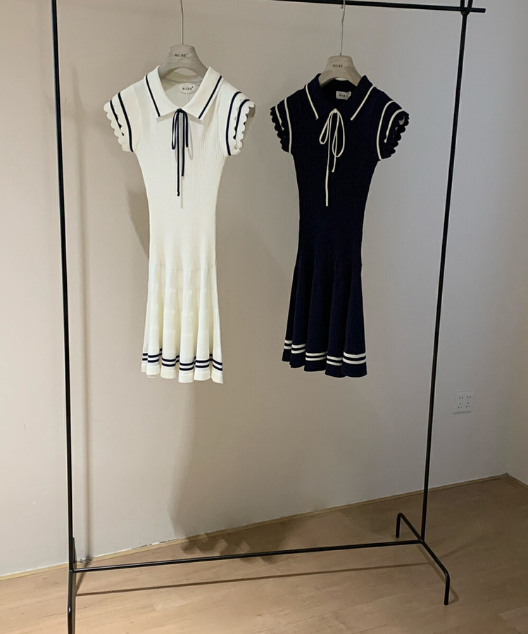 ミニワンピース リボンプリーツミニワンピース