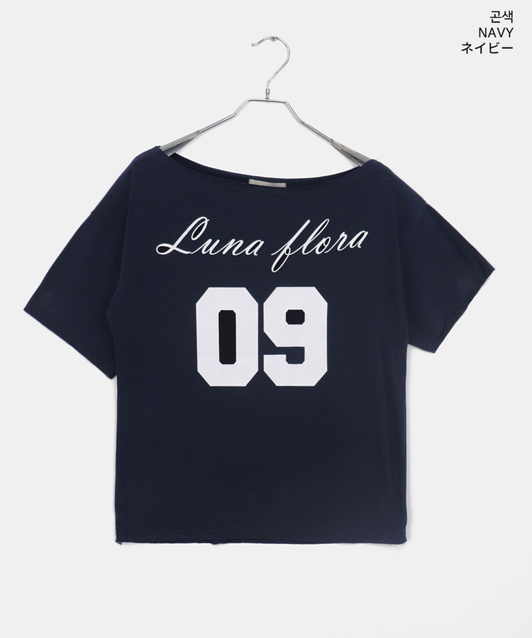 ワンオフショルダープリンティング半袖Tシャツ