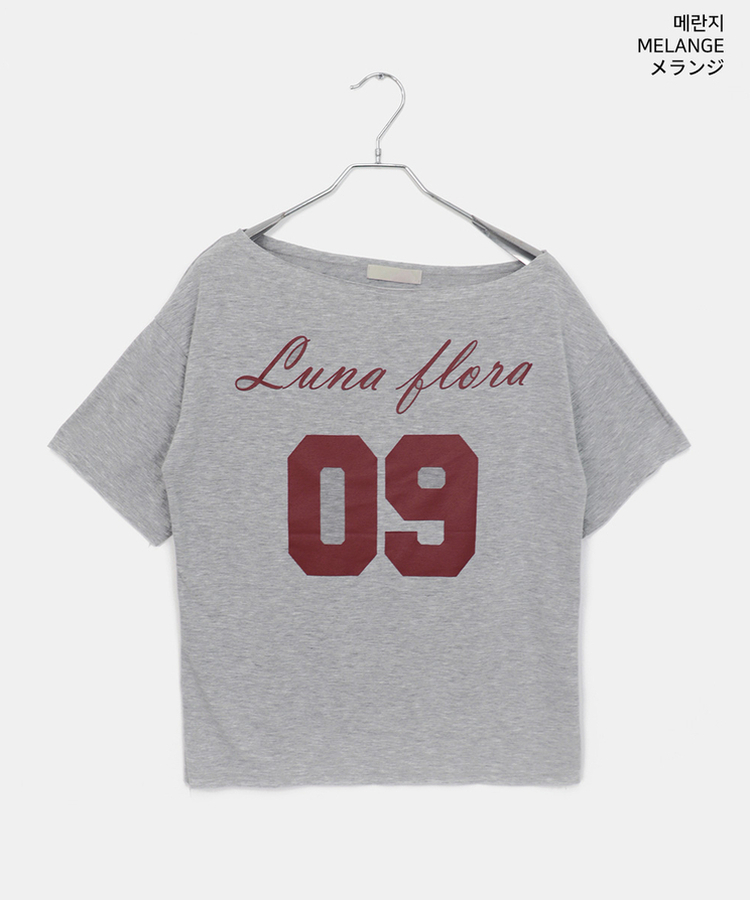 ワンオフショルダープリンティング半袖Tシャツ