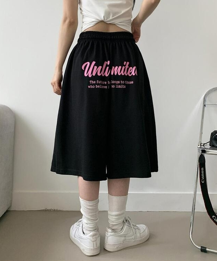 SPS34930 バックレタリングワイドバミューダパンツ ショート