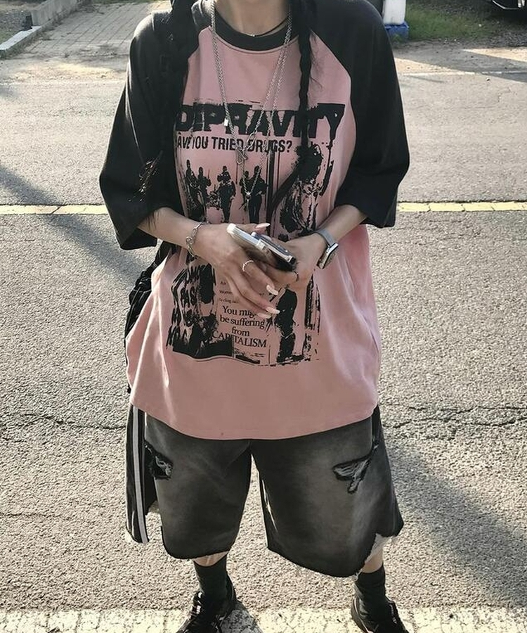 ショートパンツ ダメージトラックラインバミューダパンツ BLACK DENIM