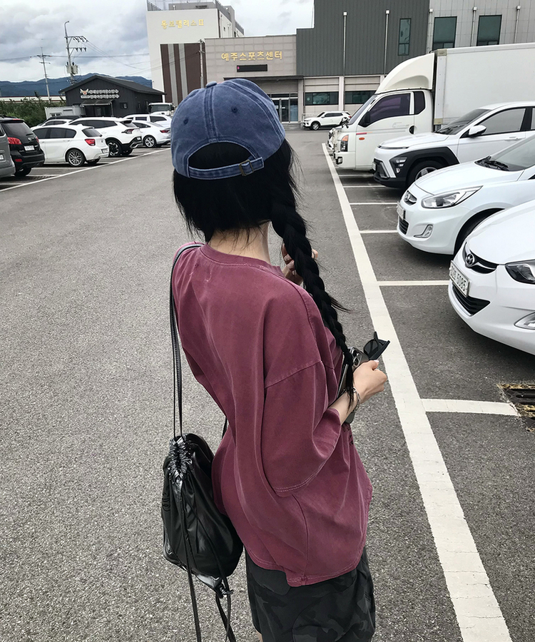 半袖Tシャツ ドリップピグメント半袖Tシャツ BURGUNDY