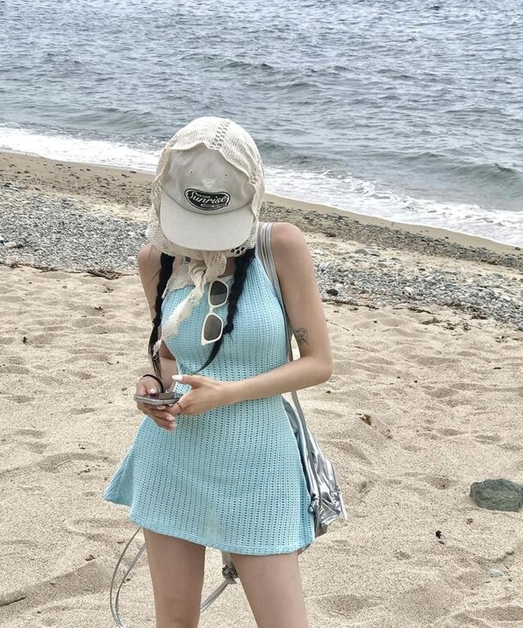 ファッション雑貨 パンチングニットスカーフ LIGHT BEIGE