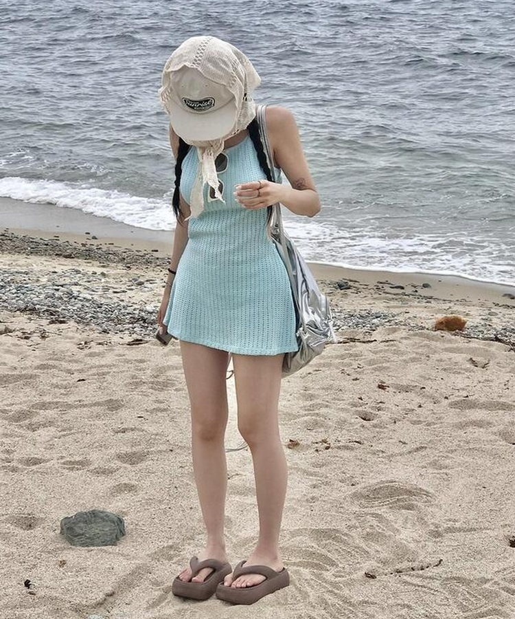 ファッション雑貨 パンチングニットスカーフ LIGHT BEIGE