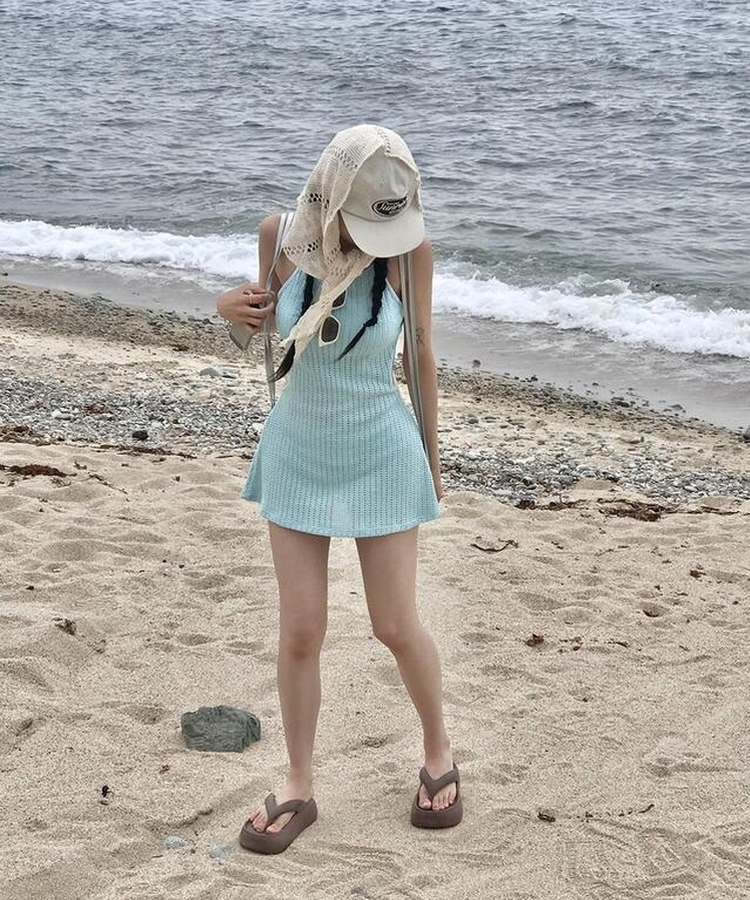 ファッション雑貨 パンチングニットスカーフ LIGHT BEIGE