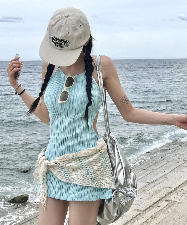 ファッション雑貨 パンチングニットスカーフ LIGHT BEIGE