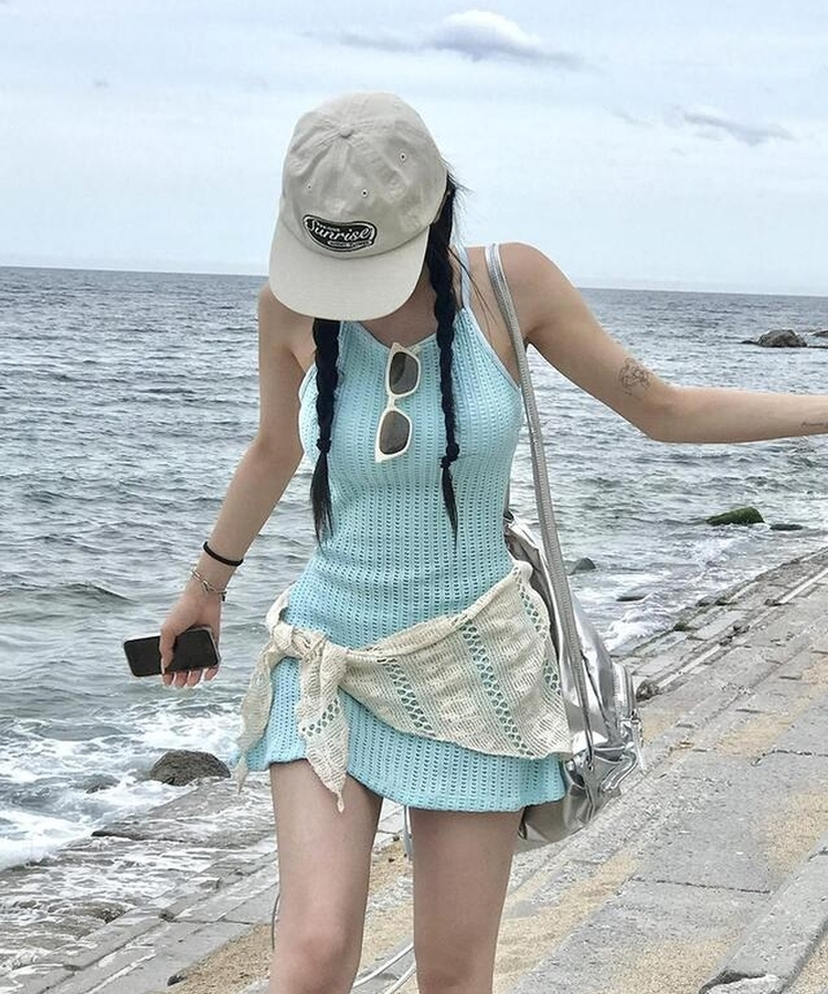 ファッション雑貨 パンチングニットスカーフ LIGHT BEIGE