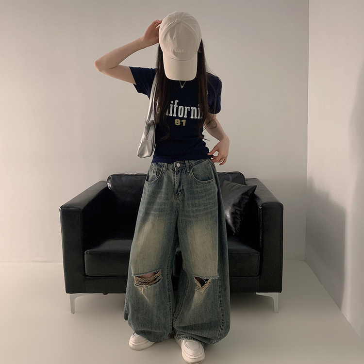 半袖Tシャツ スリムレタリング半袖Tシャツ NAVY