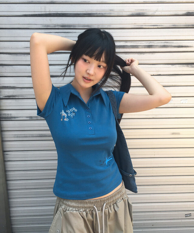 半袖Tシャツ スタープリンティング半袖Tシャツ BLUE