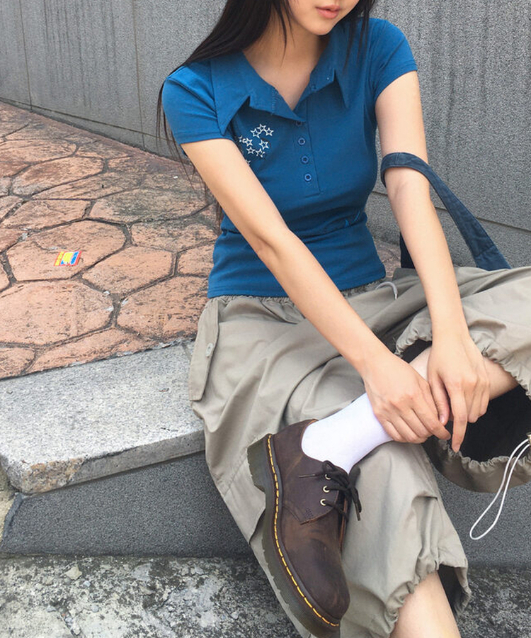 半袖Tシャツ スタープリンティング半袖Tシャツ BLUE