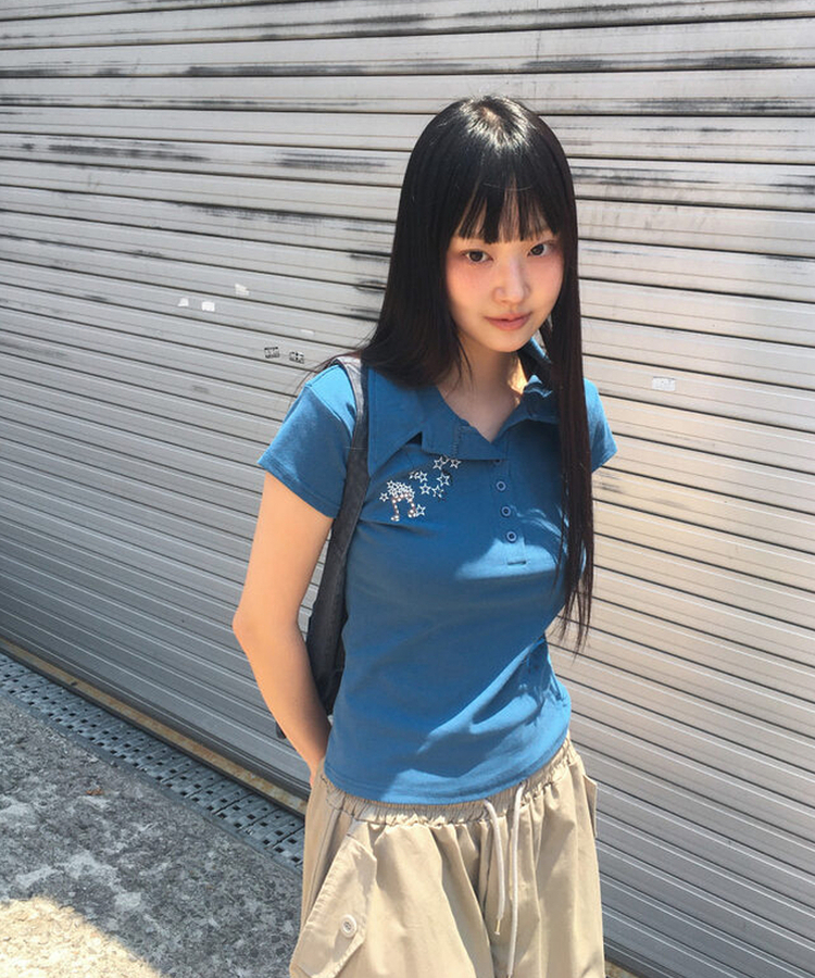 半袖Tシャツ スタープリンティング半袖Tシャツ BLUE