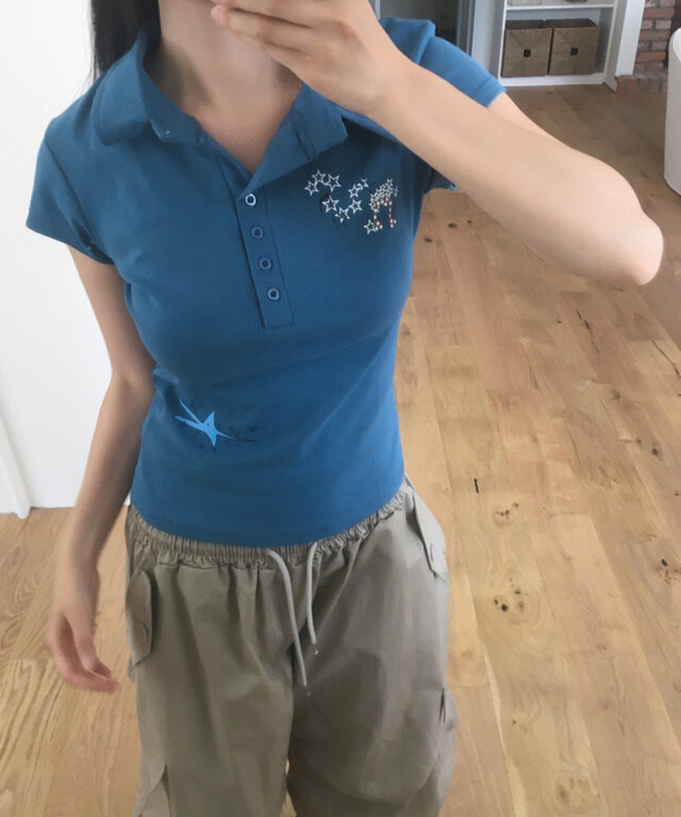 半袖Tシャツ スタープリンティング半袖Tシャツ BLUE