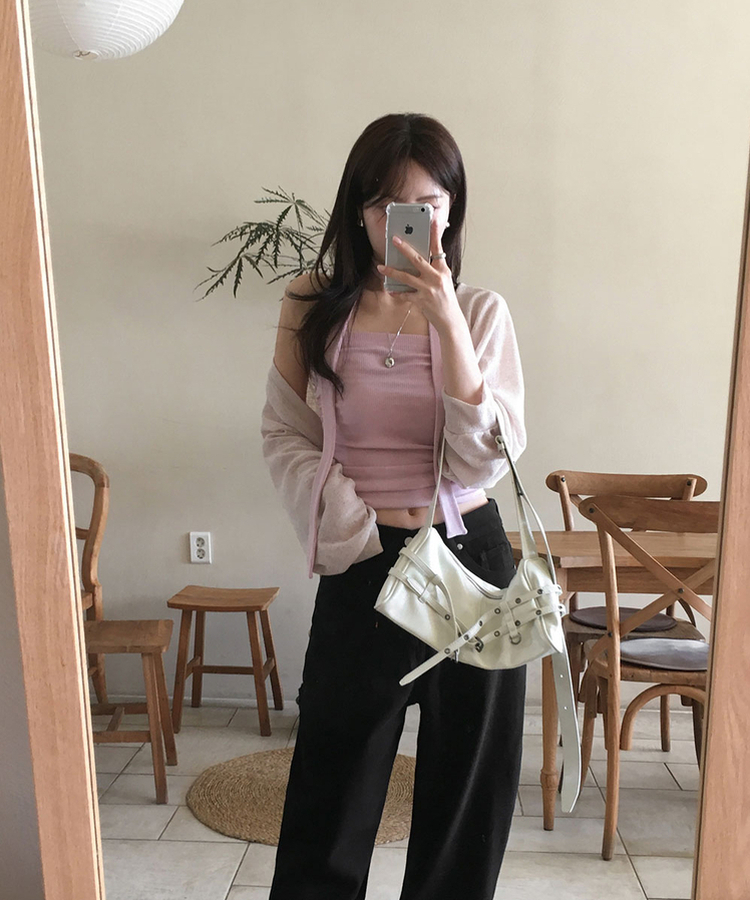 【タイ付き】シャーリングチューブトップ PINK