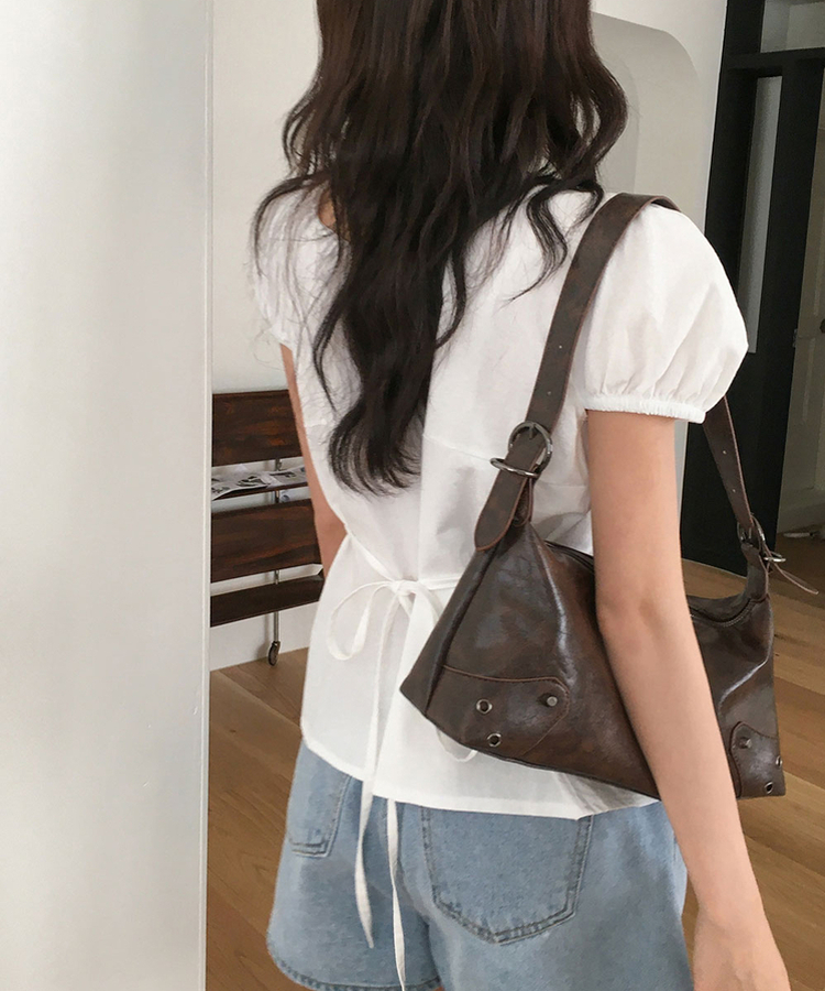 バッグ レザービンテージショルダーミニバッグバッグ BROWN