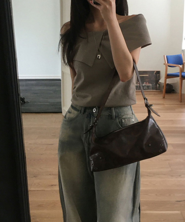 バッグ レザービンテージショルダーミニバッグバッグ BROWN