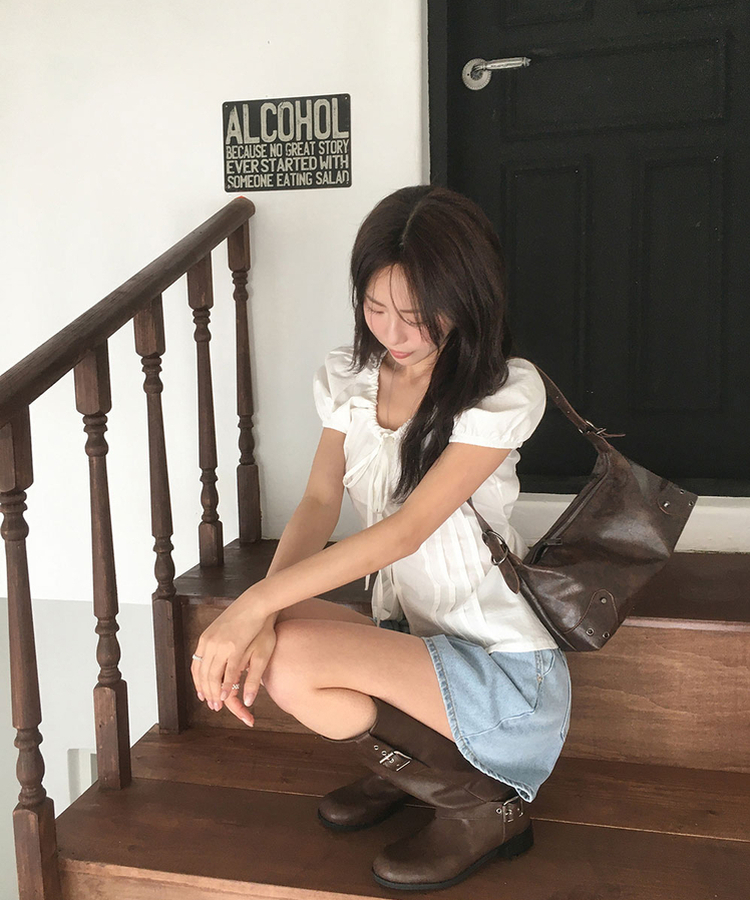 レザービンテージショルダーミニバッグ BROWN