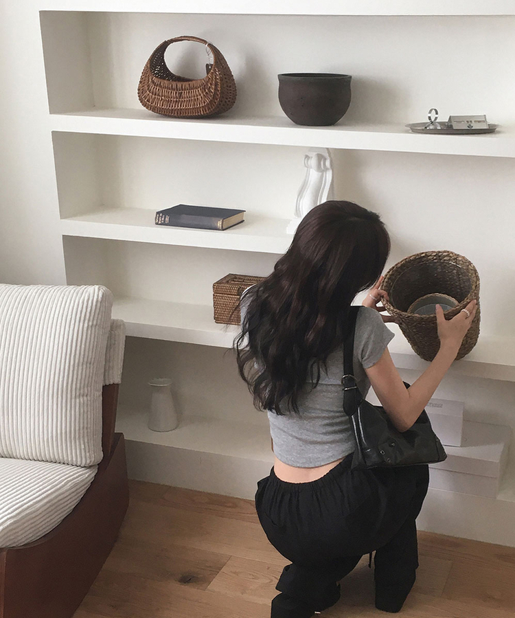 レザービンテージショルダーミニバッグ BLACK