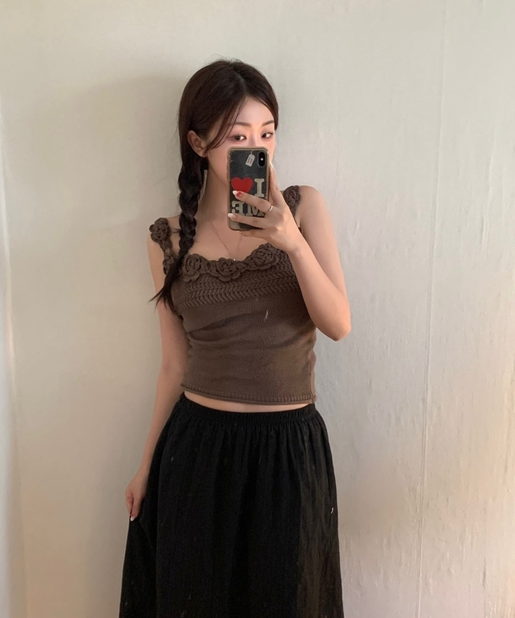 コサージュニットキャミソール BROWN