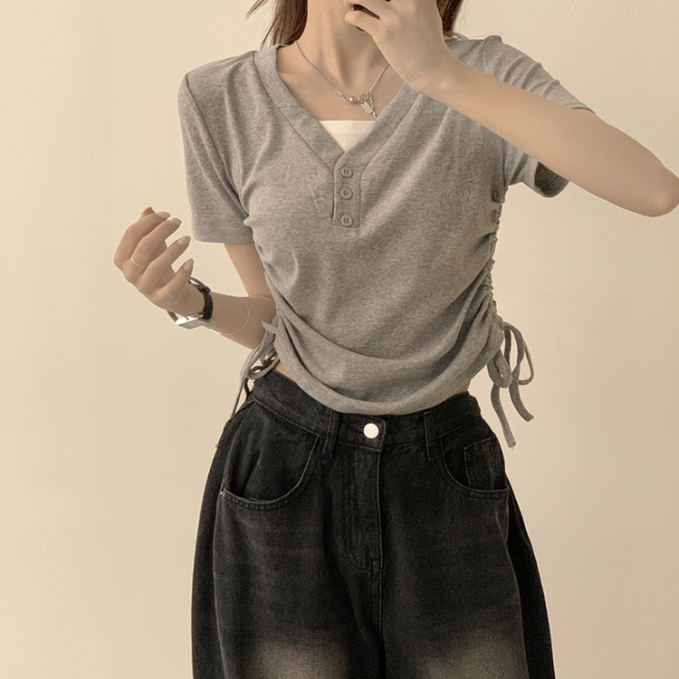 半袖Tシャツ サイドシャーリング半袖Tシャツ GREY