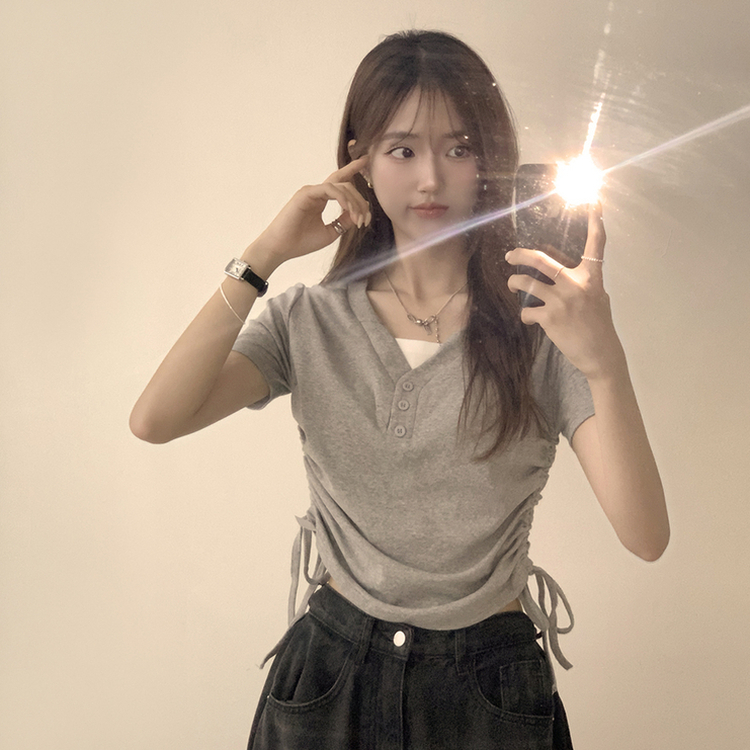 半袖Tシャツ サイドシャーリング半袖Tシャツ GREY