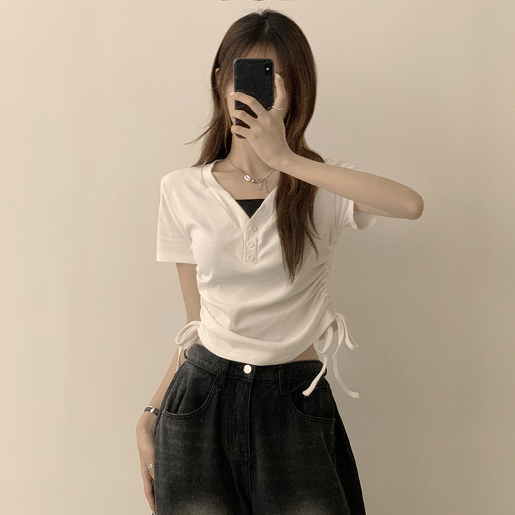 半袖Tシャツ サイドシャーリング半袖Tシャツ WHITE