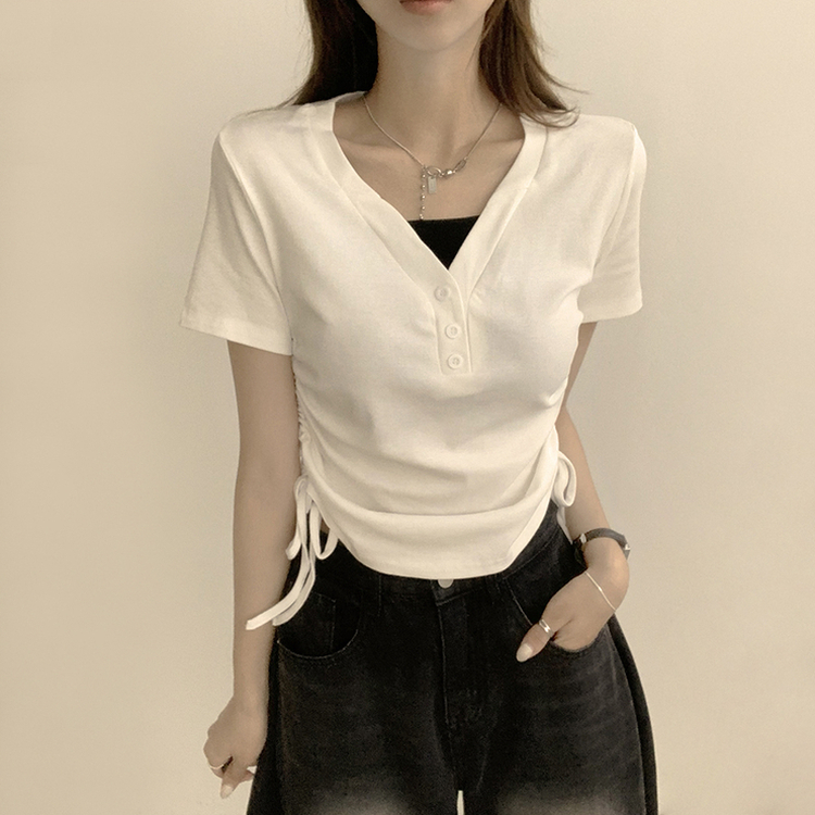半袖Tシャツ サイドシャーリング半袖Tシャツ WHITE
