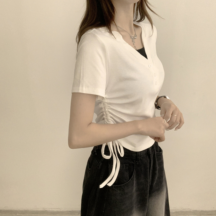 半袖Tシャツ サイドシャーリング半袖Tシャツ WHITE