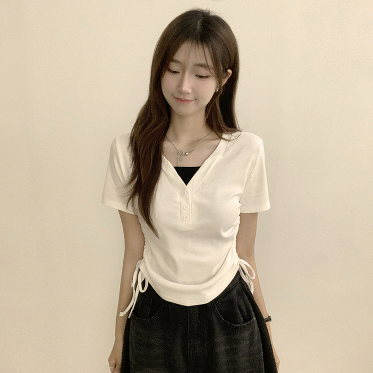 半袖Tシャツ サイドシャーリング半袖Tシャツ WHITE