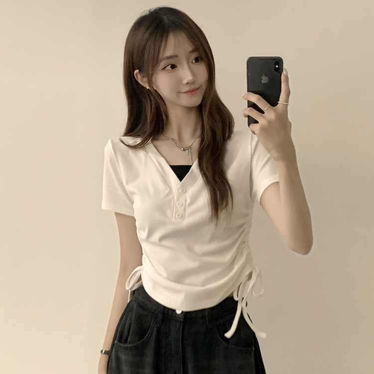 半袖Tシャツ サイドシャーリング半袖Tシャツ WHITE