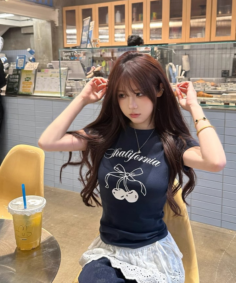 スリムチェリー半袖Tシャツ NAVY