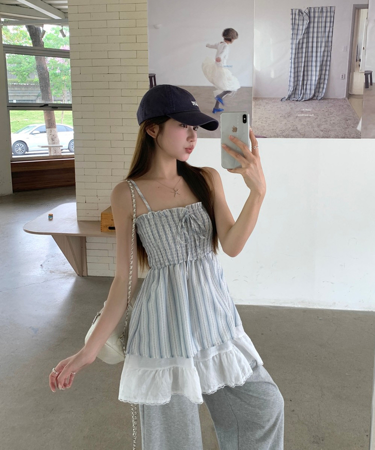 レイヤードフリルキャミソール｜ノースリーブ｜韓国ファッション通販 SONA