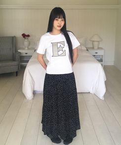 チェックワッペン半袖Tシャツ WHITE