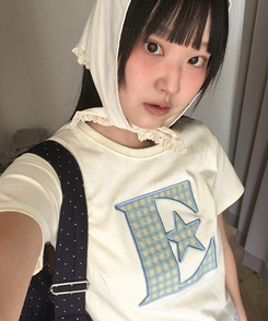チェックワッペン半袖Tシャツ LIGHT YELLOW