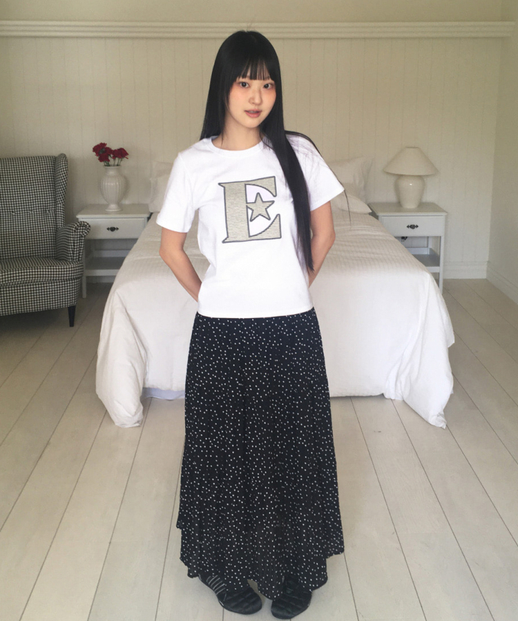 チェックワッペン半袖Tシャツ WHITE