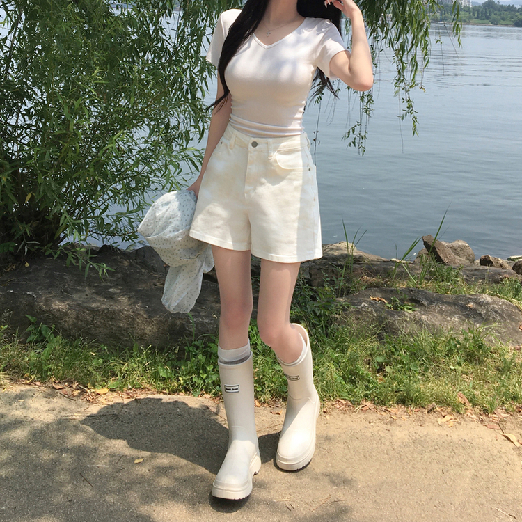 スパンコットンベーシックパンツ WHITE