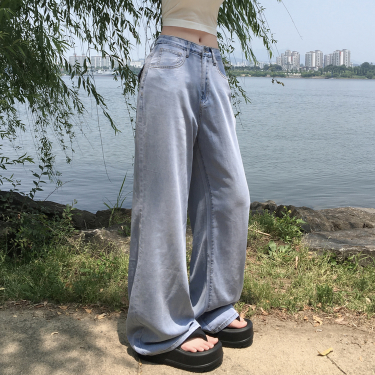 デニム 【丈別】ウォッシングポケットセミワイドパンツ GREY